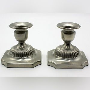 Pair Vintage Revere Pewter Candle Holders 3" Tall